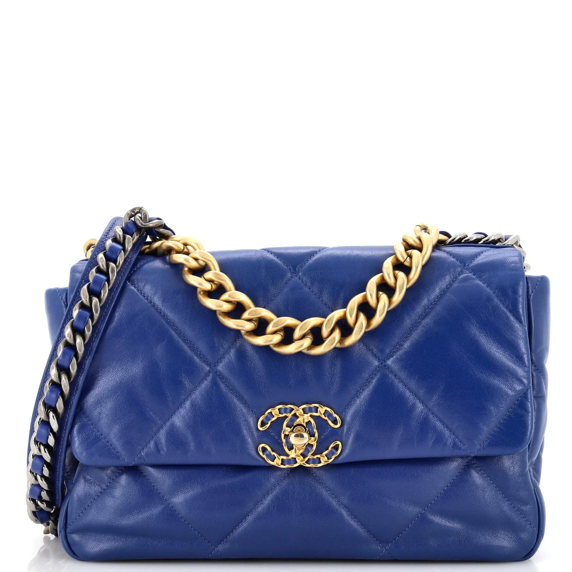 19 Flap Bag Quilted Leather Large | Shop Simon