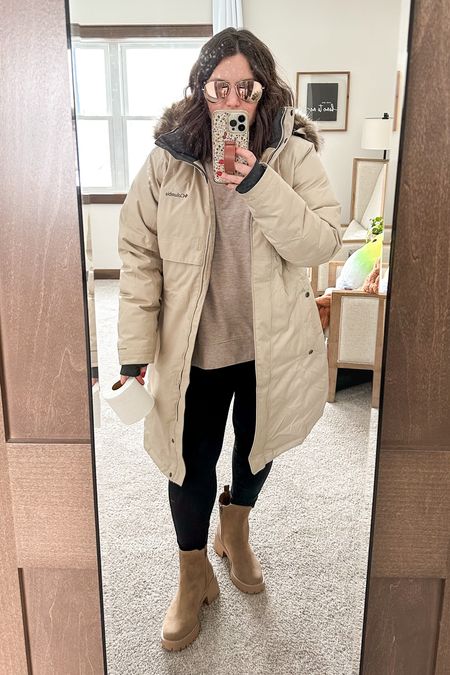 Ran inside quick to grab some TP for my snot nosed child before we headed to school pickup and decided I needed to capture this swagger. Still very much love this winter coat. It is SO WARM. A heavier winter coat, but in Wisconsin, v necessary. The length is perfection. If you like a roomier coat, I’d recommend sizing up one. This coat has all the features k require. And I am V. PICKY with my winter coats. 

Quality
Reflective heat tech lining
Super warm
Removable hood
Removable fur on hood
Waist sincher
Side entry pockets 
Zipper pockets
Hidden breast pocket
Top/bottom combo zip
Longer length for more coverage and warmth
Washable
Thumb hole sleeves


#LTKplussize #LTKmidsize #LTKSeasonal