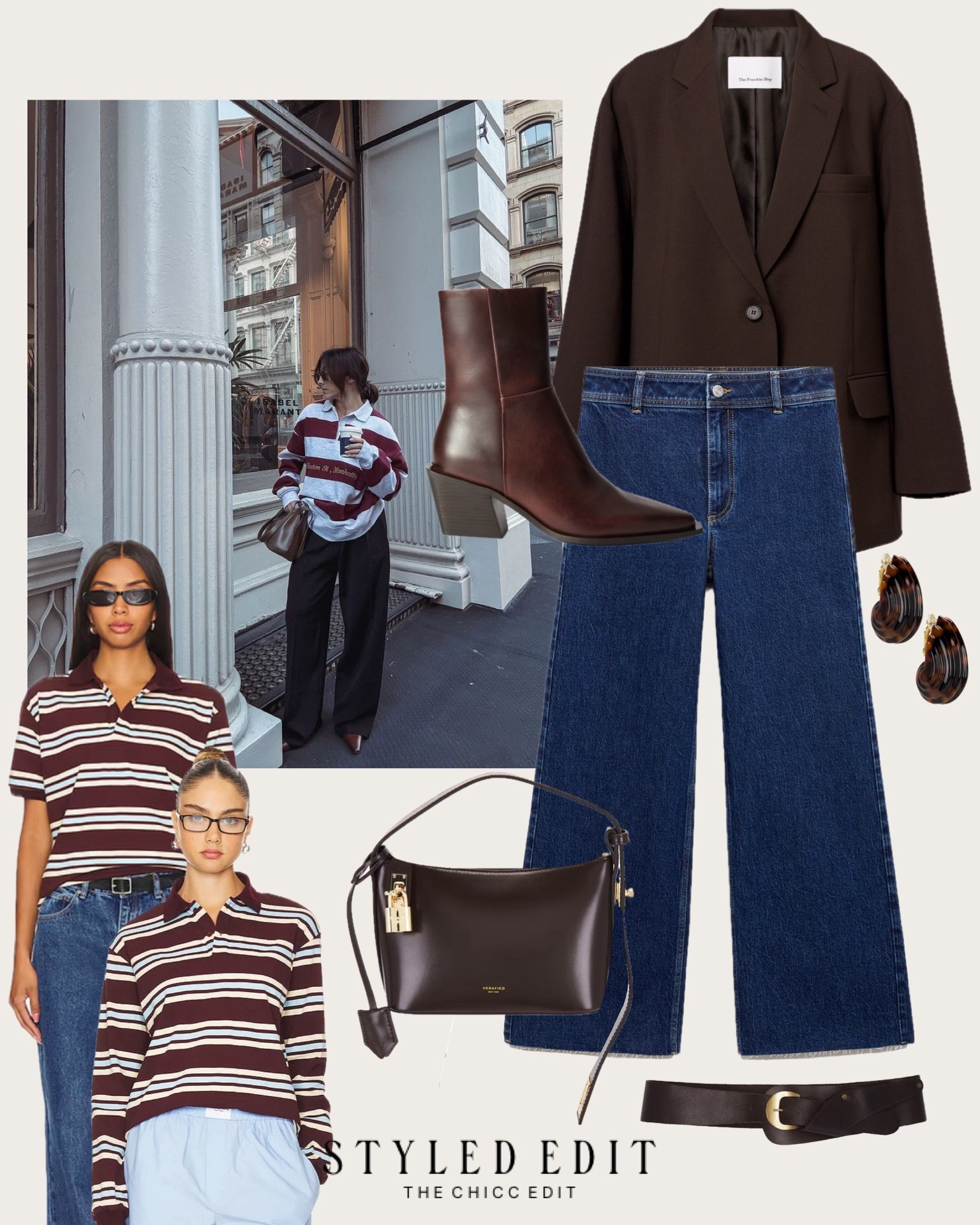 Spring outfit idea 🤎

#outfit #ootd #jeans #boots #poloshirt blazer belt Ysl tee earrings 

#LTKootd #LTKWorkwear #LTKgrwm