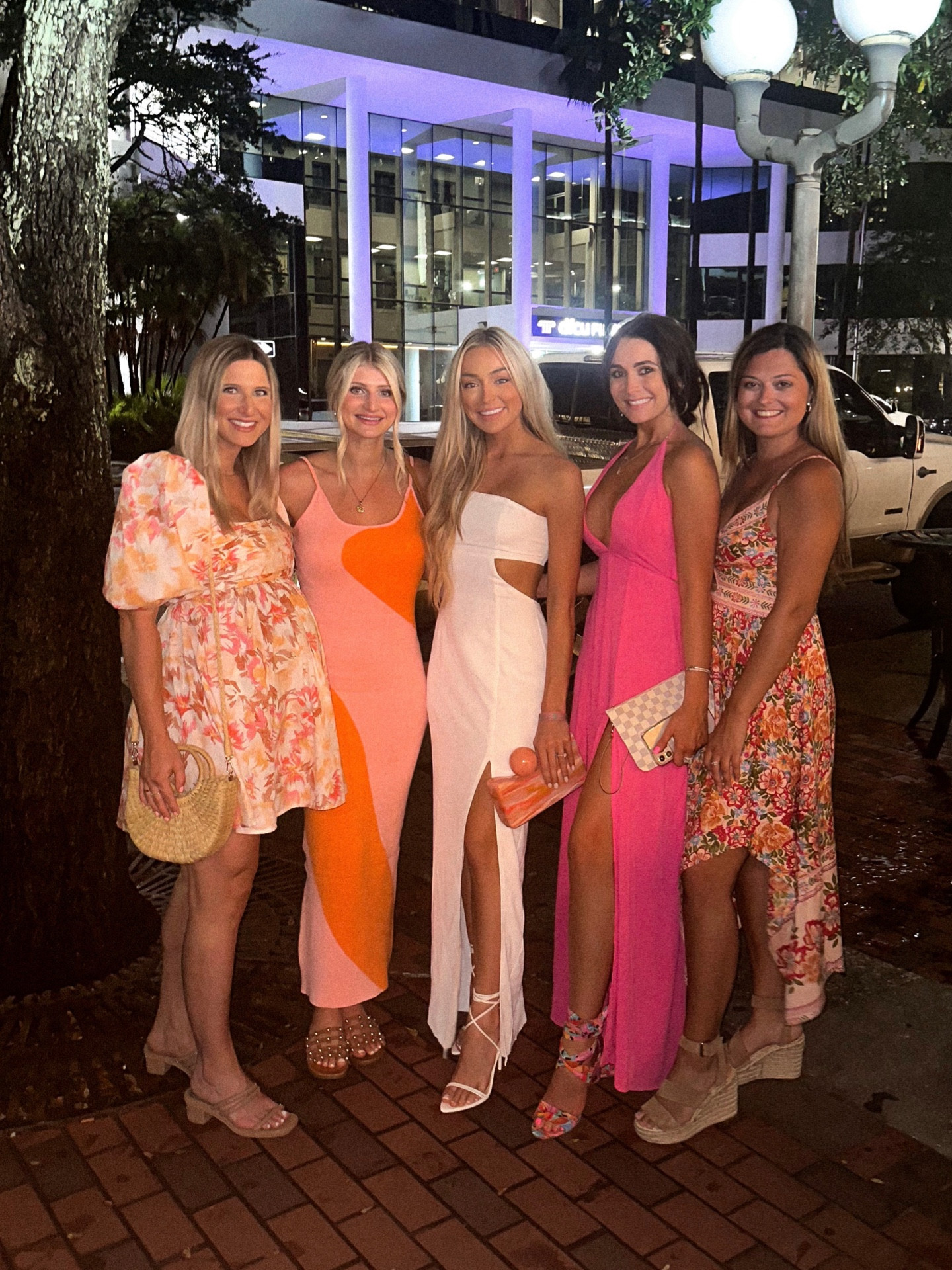 Bachelorette party outfit 

Wearing size xs in dress 

Pink and orange | white dress | white heels | Cult Gaia clutch | revolve | Anthropologie 

#LTKFind #LTKwedding #LTKunder100