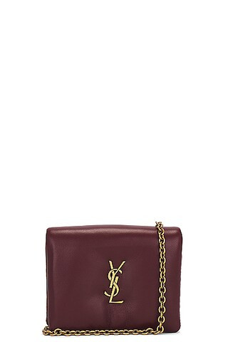 Saint Laurent Calypso Card Case On Chain Bag in Rouge Merlot | FWRD | FWRD 