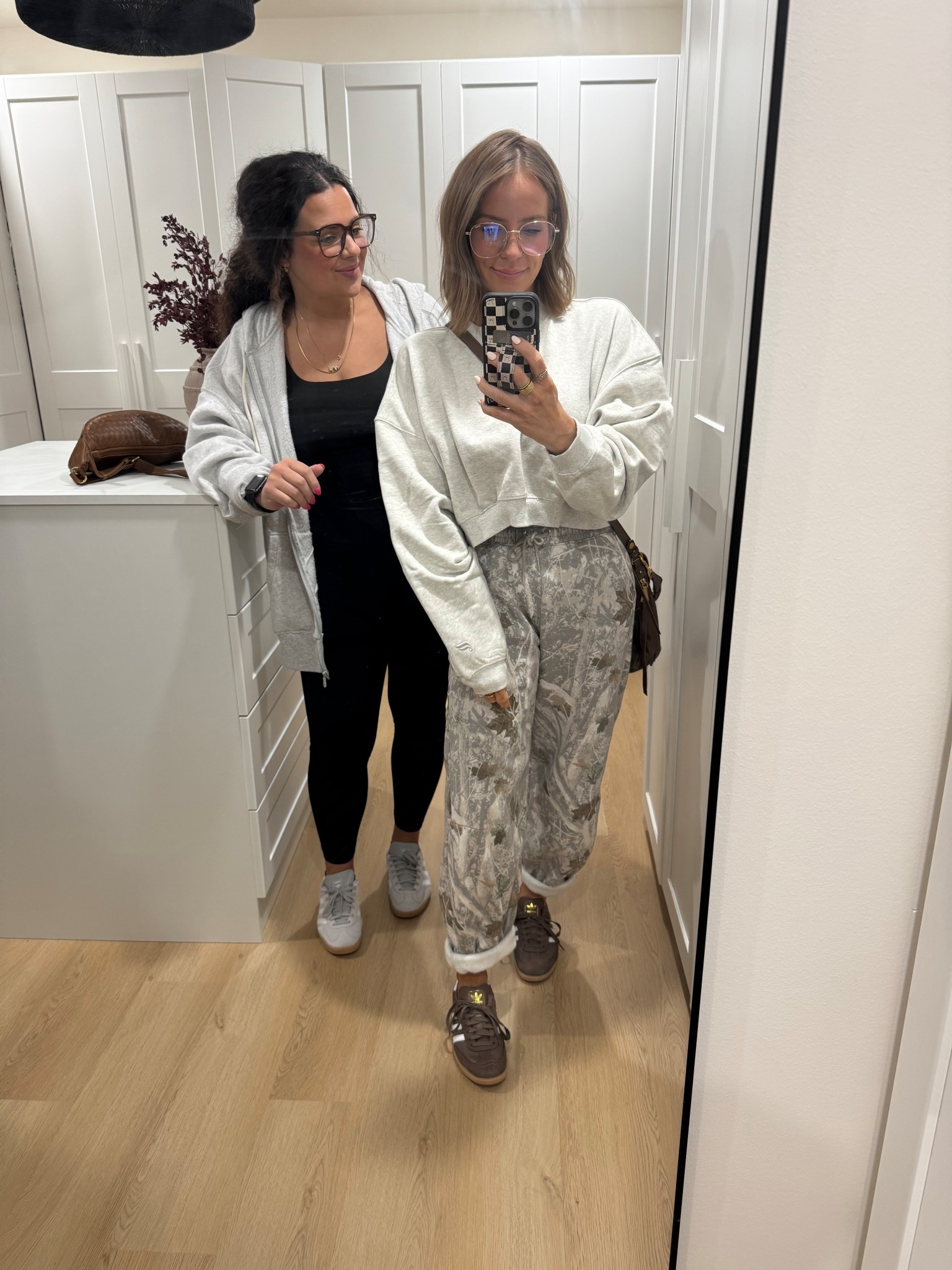 My sizes:
Small in top
Small in joggers 

Alex’s sizes:
Large in jacket
Large in tank
Large in leggings 