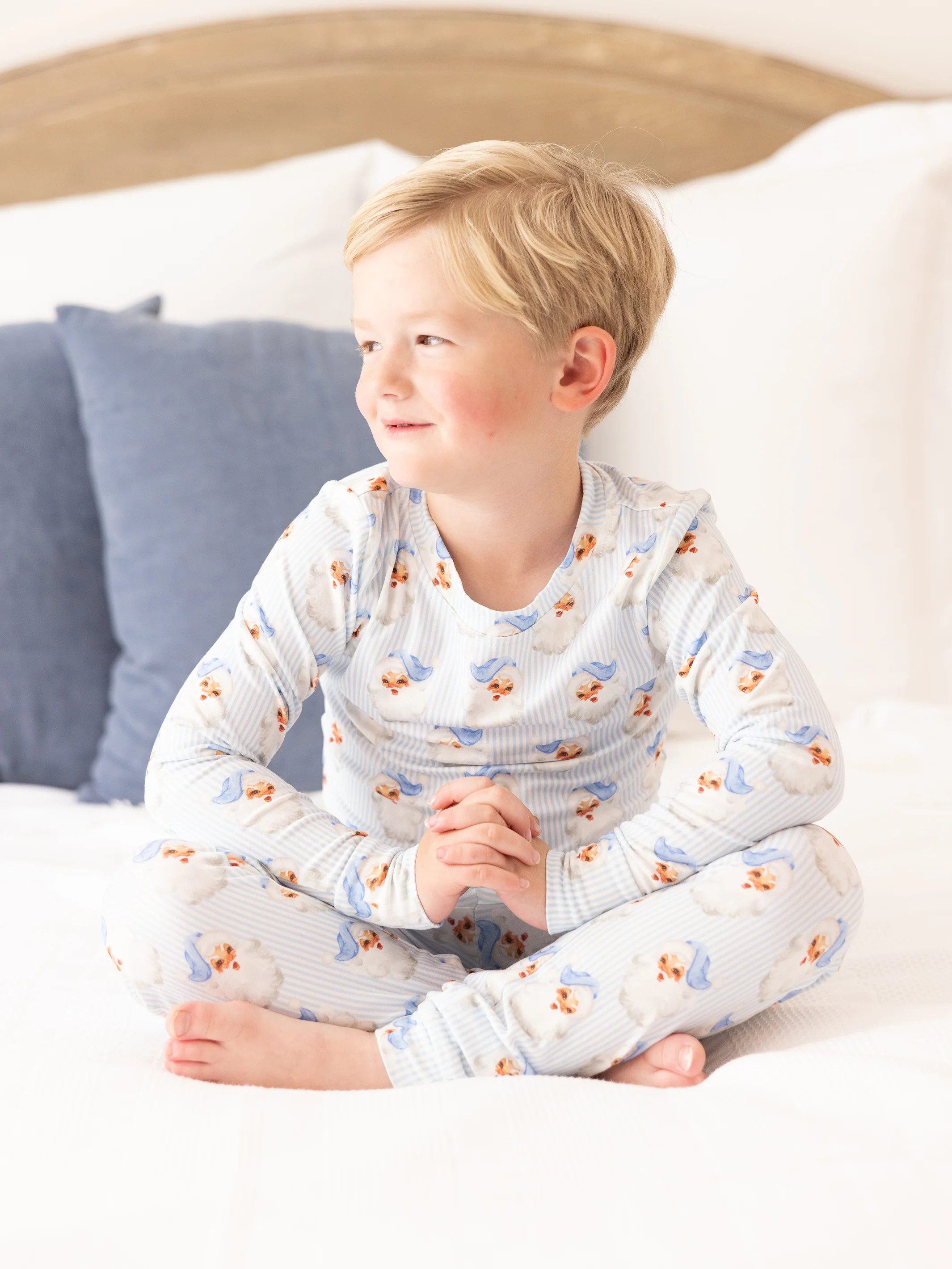 Kids PJ Set | Santa Baby Blue | Mary Square