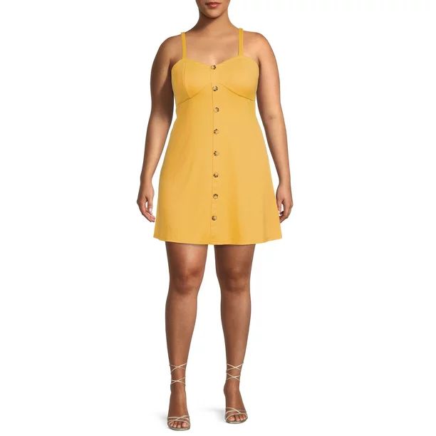 No Boundaries Juniors' Plus Size Button Front Swing Dress | Walmart (US)