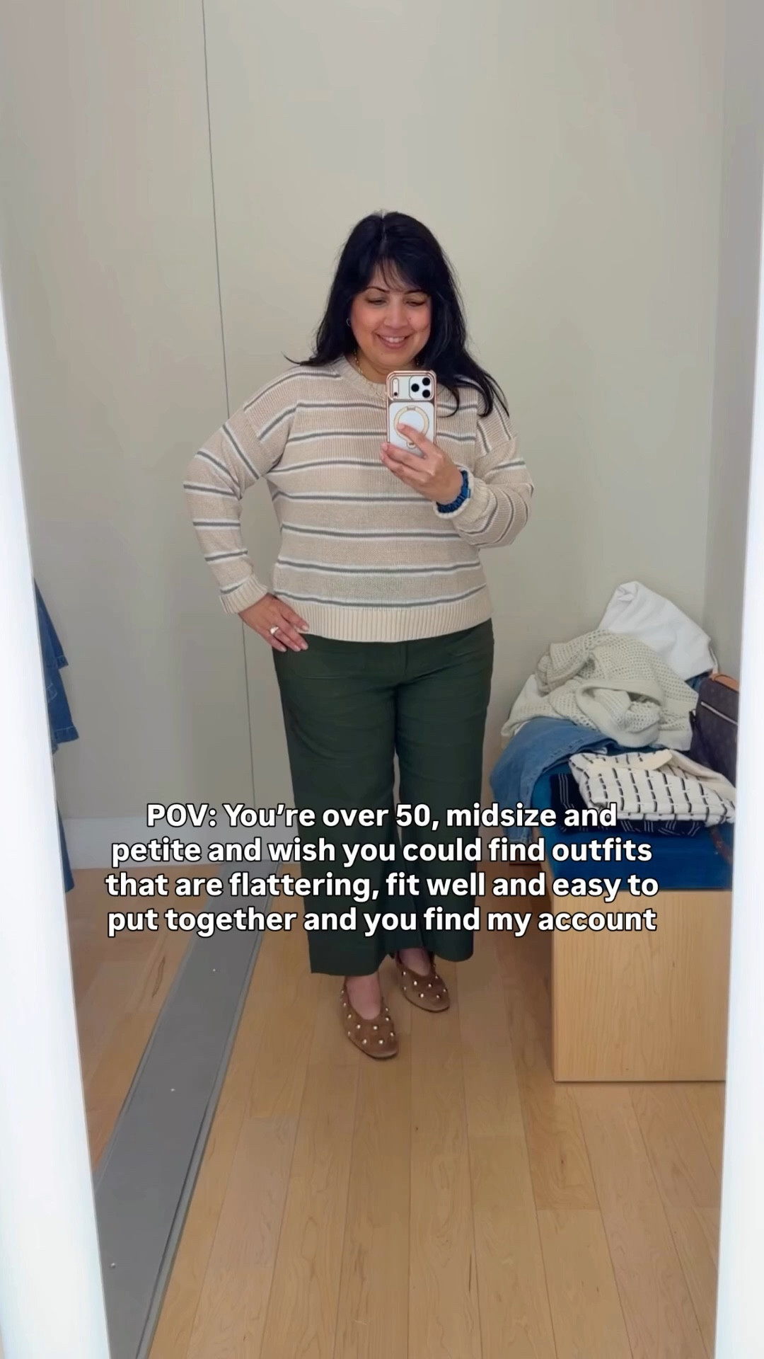 Spring Outfits 2026! Loving this lightweight striped linen sweater for spring and summer! Perfect for warm weather and can be worn with pants , jeans or shorts and can also be draped over your shoulders! On sale 25% off right now! 

Madewell striped linen sweater size large. Anthropologie Colette pants size 32 Petite. Madewell ballet flats no longer available on this studded style but linked a look for less from Amazon. Kendra Scott necklace.

#LTKPetite #LTKOver40 #LTKSaleAlert