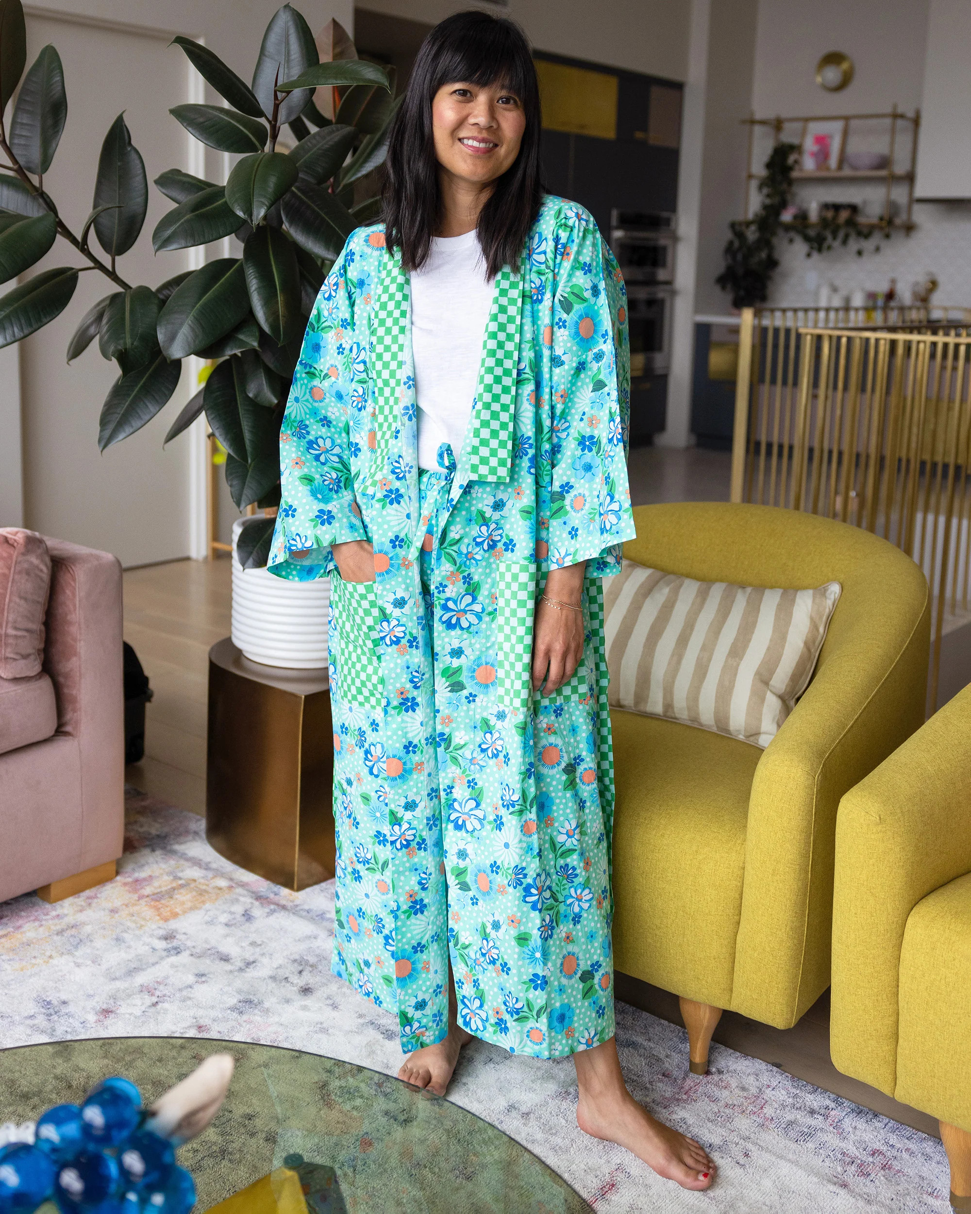 Printfresh x Oh Joy! - Posh Petals - Robe - Spearmint | Printfresh