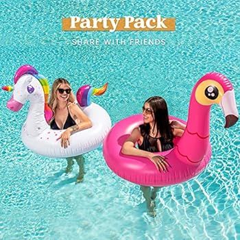 Inflatable Flamingo and Unicorn Pool Float 2 Pack, Fun Beach Floaties, Swim Party Toys, Summer Pool  | Amazon (US)