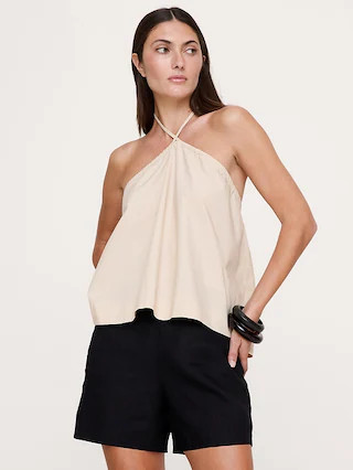 Cotton Poplin Halter Top | Banana Republic (US)