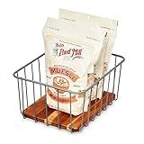 iDesign Ria Safford Collection Pantry Wire Basket with Acacia Wood, 10" x 8" x 5 | Amazon (US)