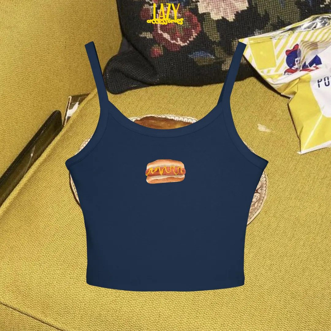 Hotdog Strap Tank Top, Micro Rib Scoop Neck Tank Top | Etsy (US)