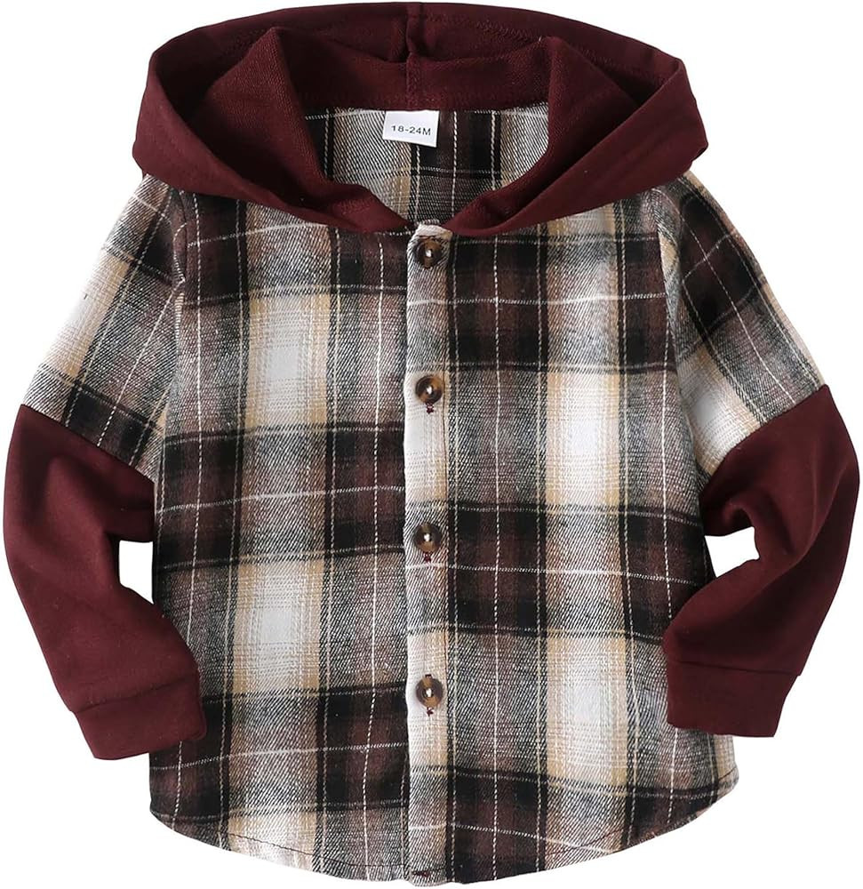 KIMI BEAR Baby Toddler Boys Plaid Button Down Shirt Long Sleeve Flannel Shirts Buffalo Plaid Top ... | Amazon (US)