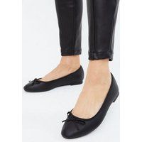 Wide Fit Black Bow Ballet Pumps New Look Vegan | New Look (UK)