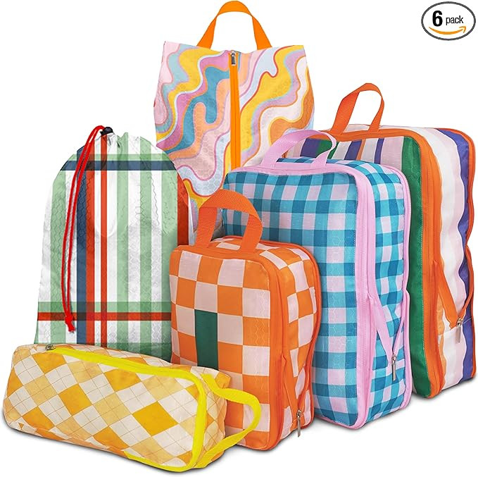 6 Pcs Compression Packing Cubes, Packing Cubes for Travel, Waterproof Luggage Organizer Bags Set,... | Amazon (US)