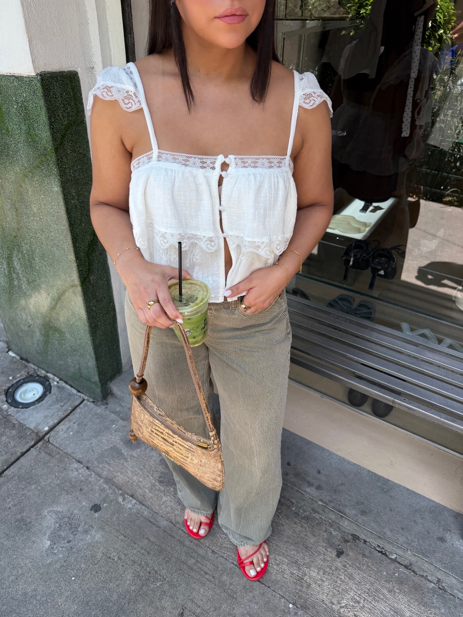 Top: small
Jeans: 26 short 
Sandals: 6.5 
Snakeprint bag

#LTKdayinmylife #LTKgrwm #LTKootd