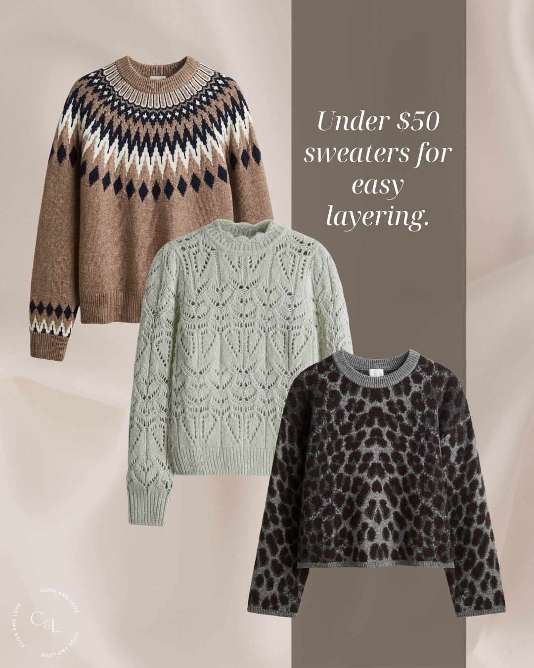 Under $50 sweater favorites from H&M! Awesome picks for every day wear, work wear, date nights and more this fall season! 

Casual fashion, out to brunch, brunch outfit inspo, Womens fashion, fashion, fashion finds, outfit, outfit inspiration, clothing, budget friendly fashion, fall fashion, wardrobe, fashion accessories, patterned dress, affordable finds, budget friendly fashion, new arrivals, fall style, blouse, travel style, vacation outfits, pre-fall edit, winter fashion, sweater, jacket, fair isle, crochet, pointelle knit, jacquard knit, leopard print, cheetah print

#LTKSeasonal #LTKStyleTip #LTKFindsUnder50