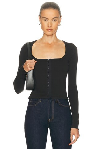 GRLFRND Hook & Eye Long Sleeve Tee in Black | FWRD 