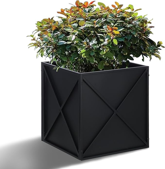 Amazon.com : BAYN Metal Square Planter Box Tall Planters for Outdoor Plants Modern Heavy Duty wit... | Amazon (US)