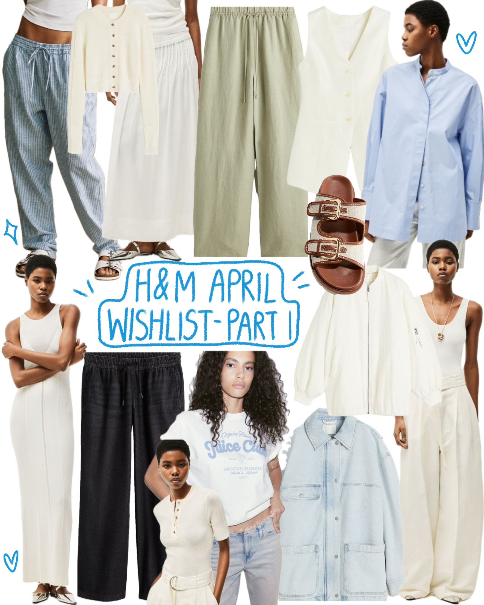 H&M April Wishlist Part 1! Summer outfit inspo, spring outfit inspo, workwear outfit, outfit inspo, neutral outfit, denim jacket, linen trousers, striped trousers, summer dress, bomber jacket, graphic tee, summer knitwear, waistcoat, sandals, maxi skirt 

#LTKworkwear #LTKstyletip #LTKfindsunder50