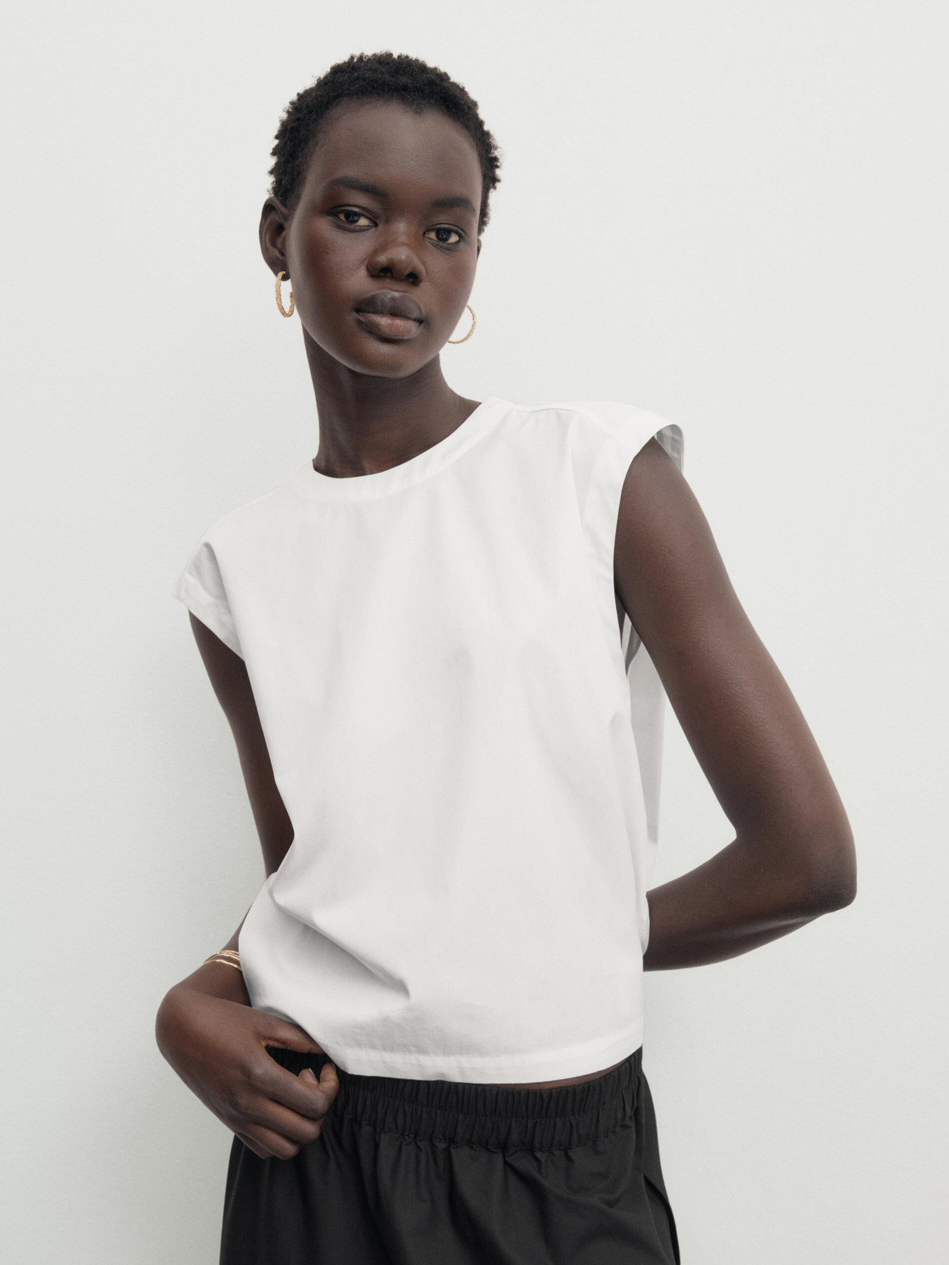 Drop sleeve poplin top | Massimo Dutti US