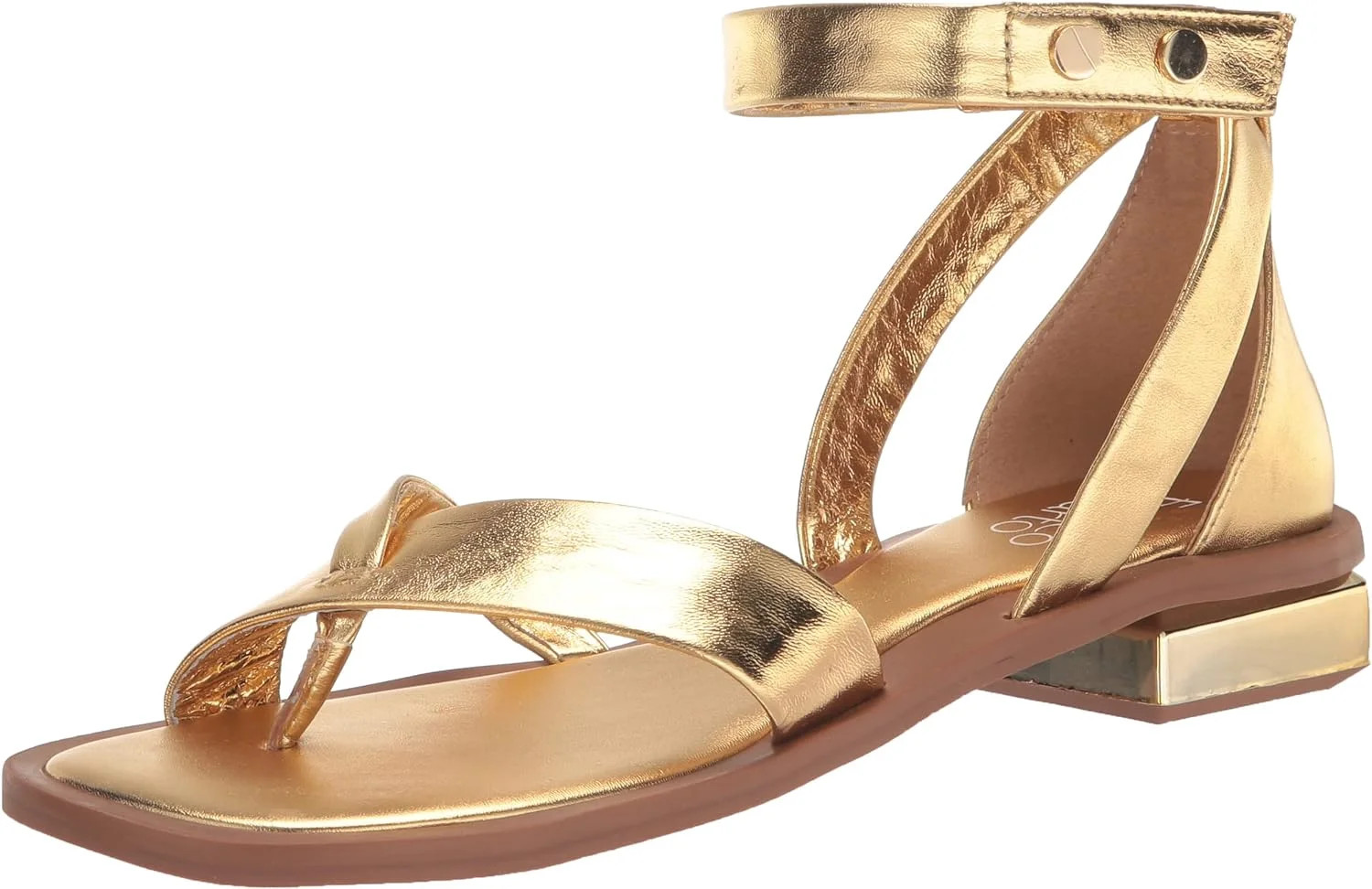 Franco Sarto Women's Parker Ankle Strap Sandal Gold Leather 7M | Walmart (US)