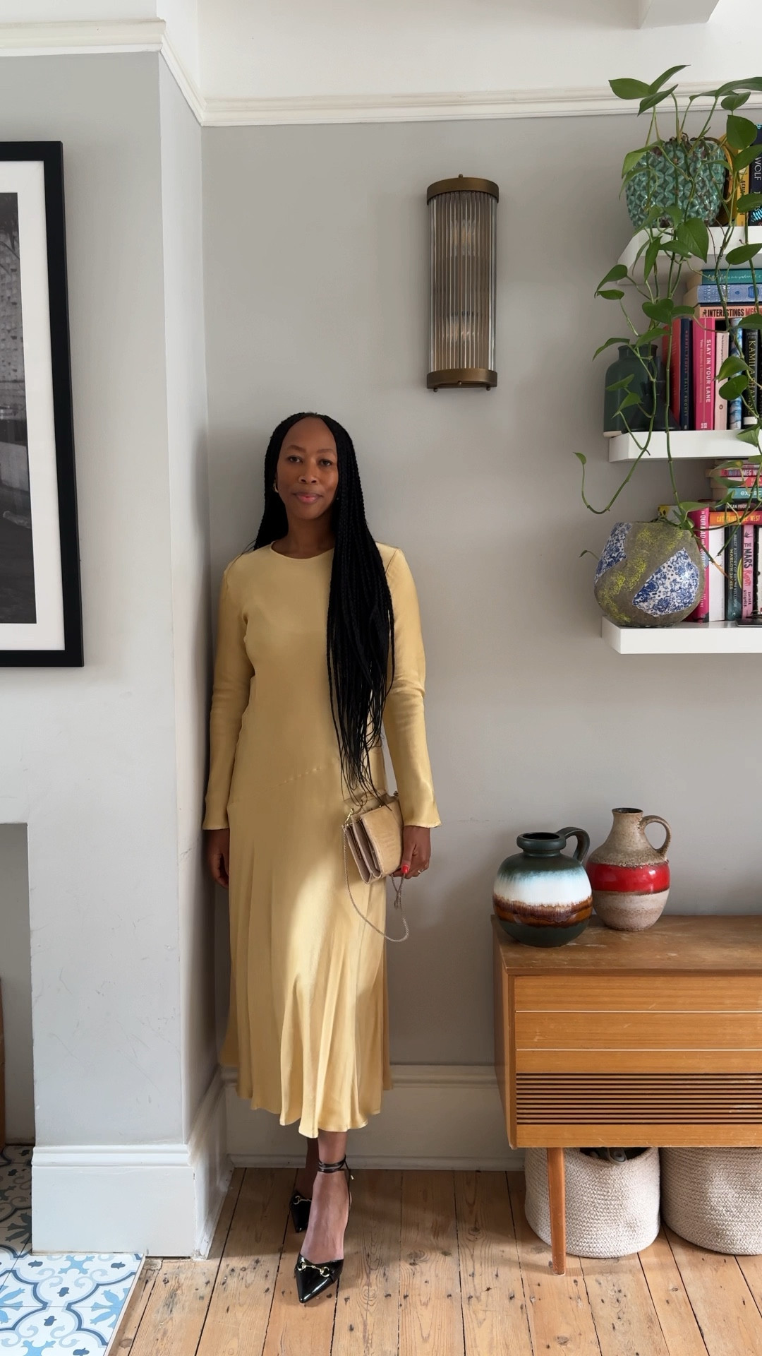 Wedding guest outfit date night look silk slip dress 