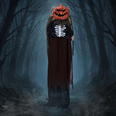 5.6Ft Halloween Decorations Outdoor Animatronics Ghost With Pumpkin Head | Wayfair North America
