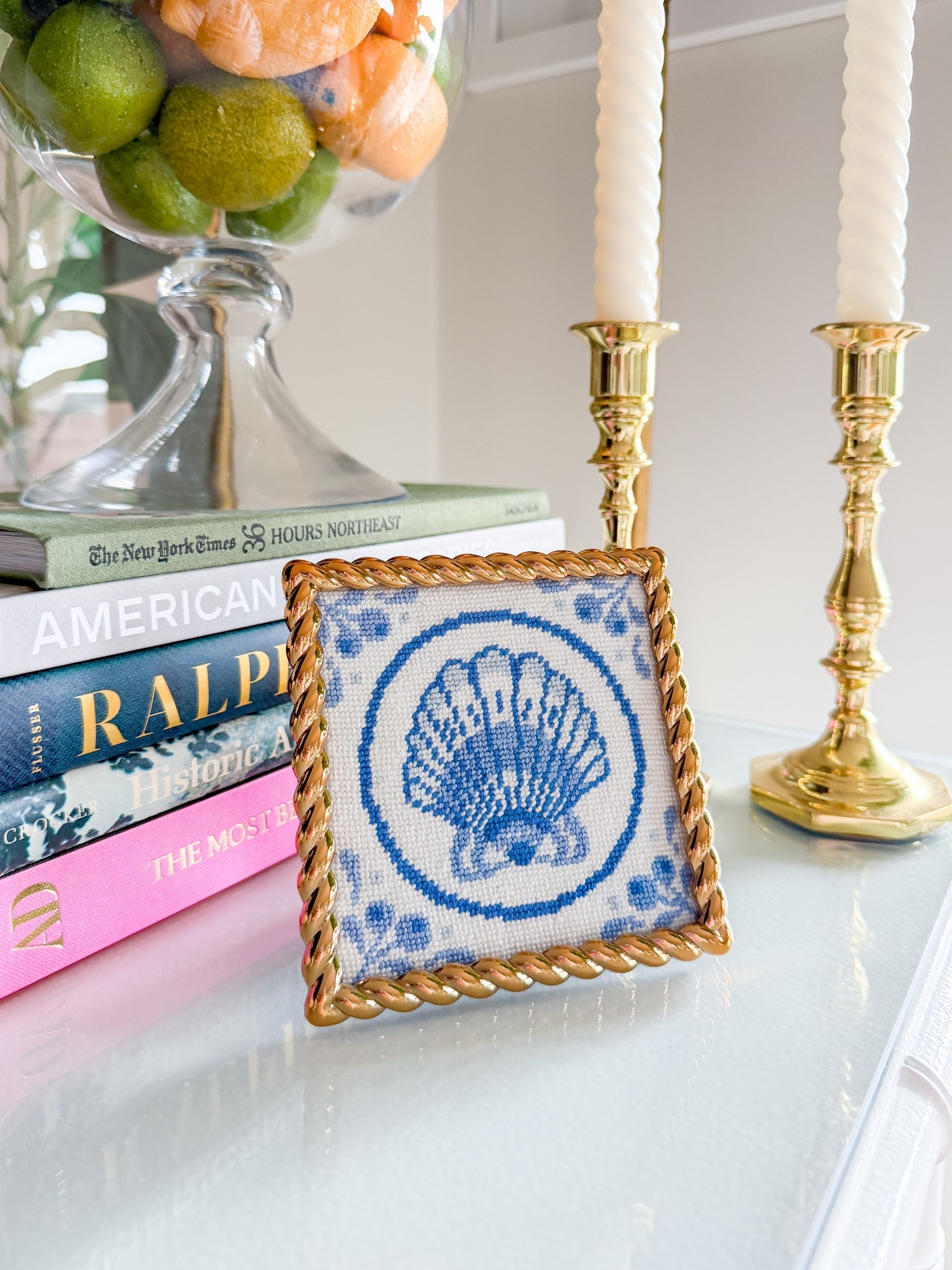 Completed my first needlepoint project – had to choose a frame that looked like cording! 

#LTKHome