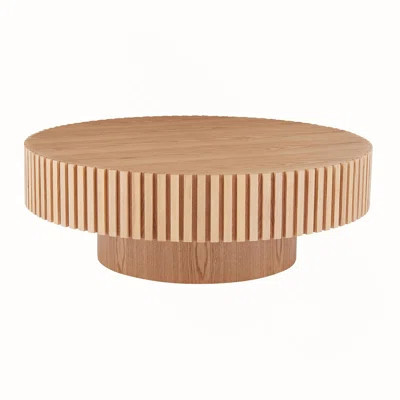 Natural Wood Coffee Table 39.37 MDF Coffee Table Modern Handcraft Drum Coffee Table Circle Coffee Table For Living Room,ASH | Wayfair North America
