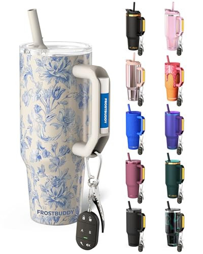 Thicc Buddy - 40 oz Stainless Steel Vacuum Insulated Tumbler with Lid and Straw for Water - Travel Mug Cupholder Friendly - Gifts for Women Men Him Her (Blue Floral) | Amazon (US)