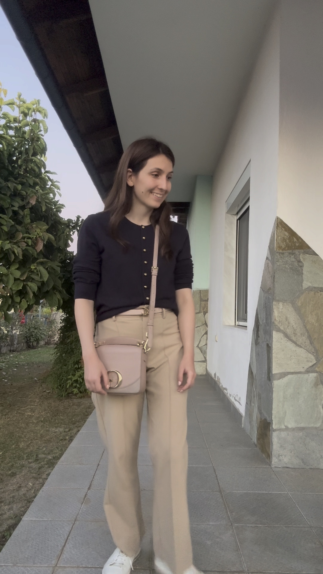 A casual autumn outfit I wore while in Greece. Towards the end of the trip there were a few chilly days so a long sleeve top was necessary. The majority of the days I wore heels at some point due to wedding events so after the wedding I opted for flat shoes as much as possible. I wore a navy blue cardigan, beige pants, pink bag and white sneakers with beige details. Honestly I wore the sneakers and not the ballet flats just to say I didn’t take them to the trip only to wear them at the airport 😂 

#LTKautumn #LTKeurope #LTKtravel