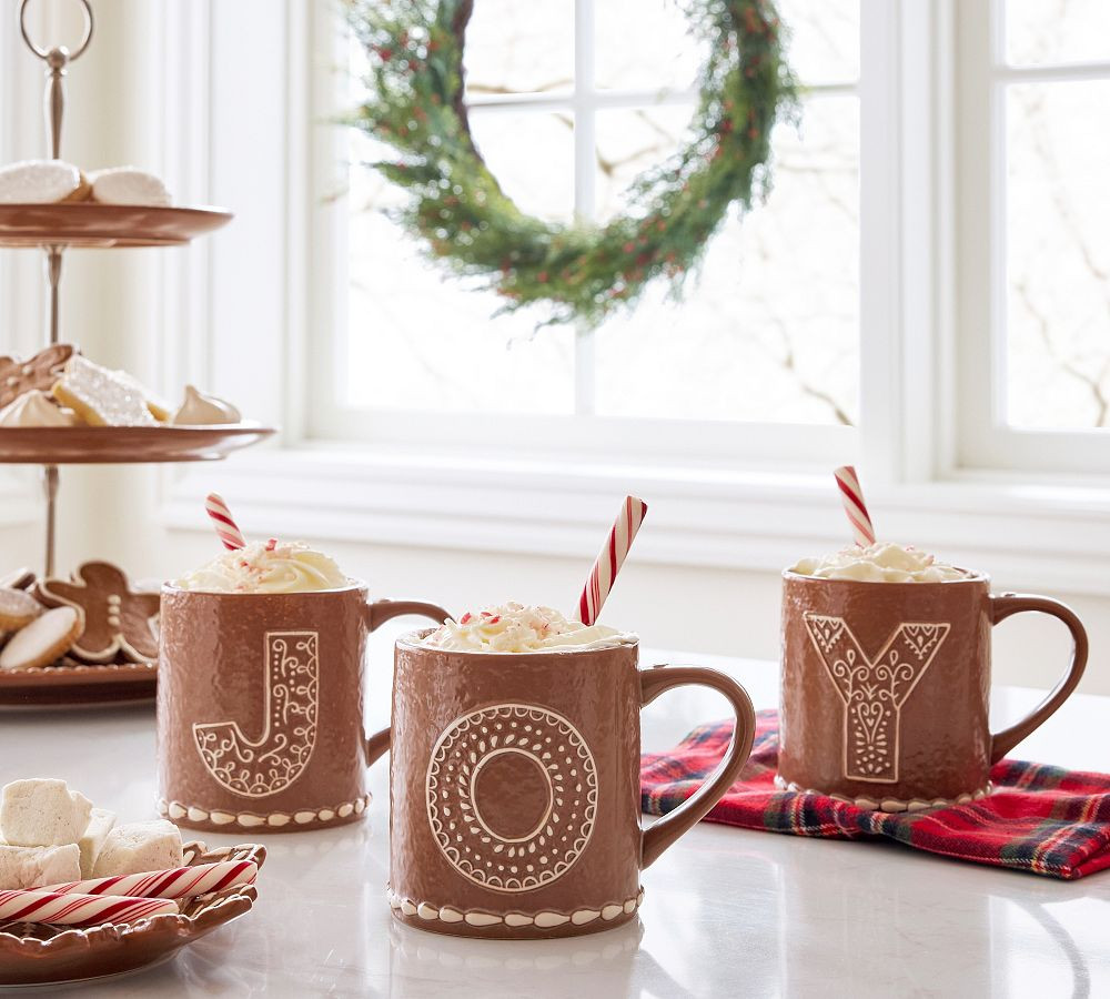 Gingerbread Stoneware Alphabet Mug | Pottery Barn (US)