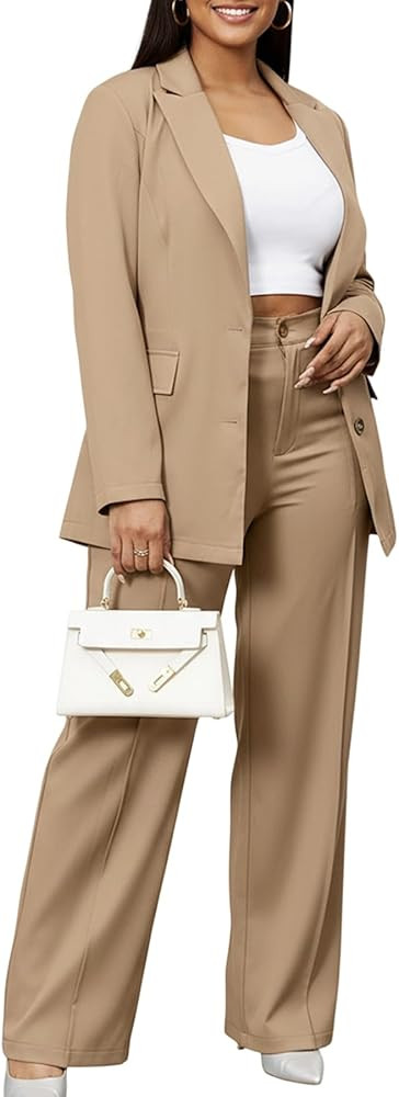 Tcremisa Women's Pants Suits Dressy Business Casual Long Sleeve Blazer and Pant Sets 2 Piece Work... | Amazon (US)
