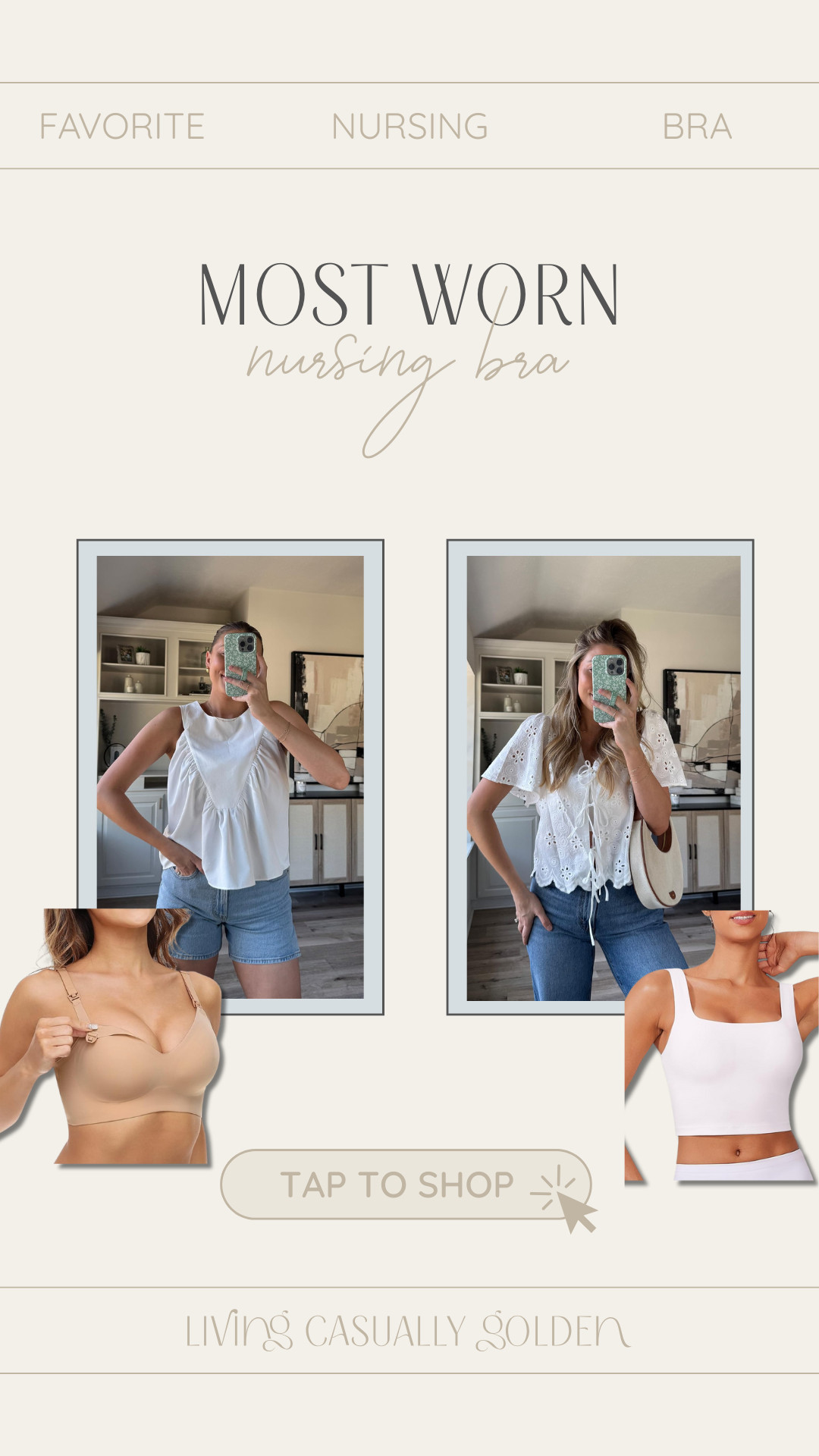 My 2 most worn nursing bras! I wear the Momcozy under everyday tops and the sports bra tank under anything with button or ties when I want a little more coverage! Both bras TTS. Typically M or L in Momcozy and M in pinspark.  

 #LTKFindsUnder50