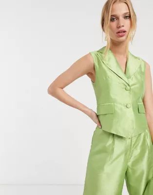 UNIQUE 21 waist coat top in shimmer fabric co-ord | ASOS UK