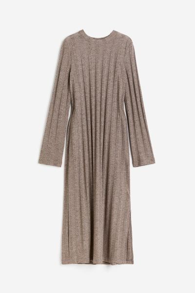 Rib-knit dress - Dark mole - Ladies | H&M GB | H&M (UK, MY, IN, SG, PH, TW, HK, KR)