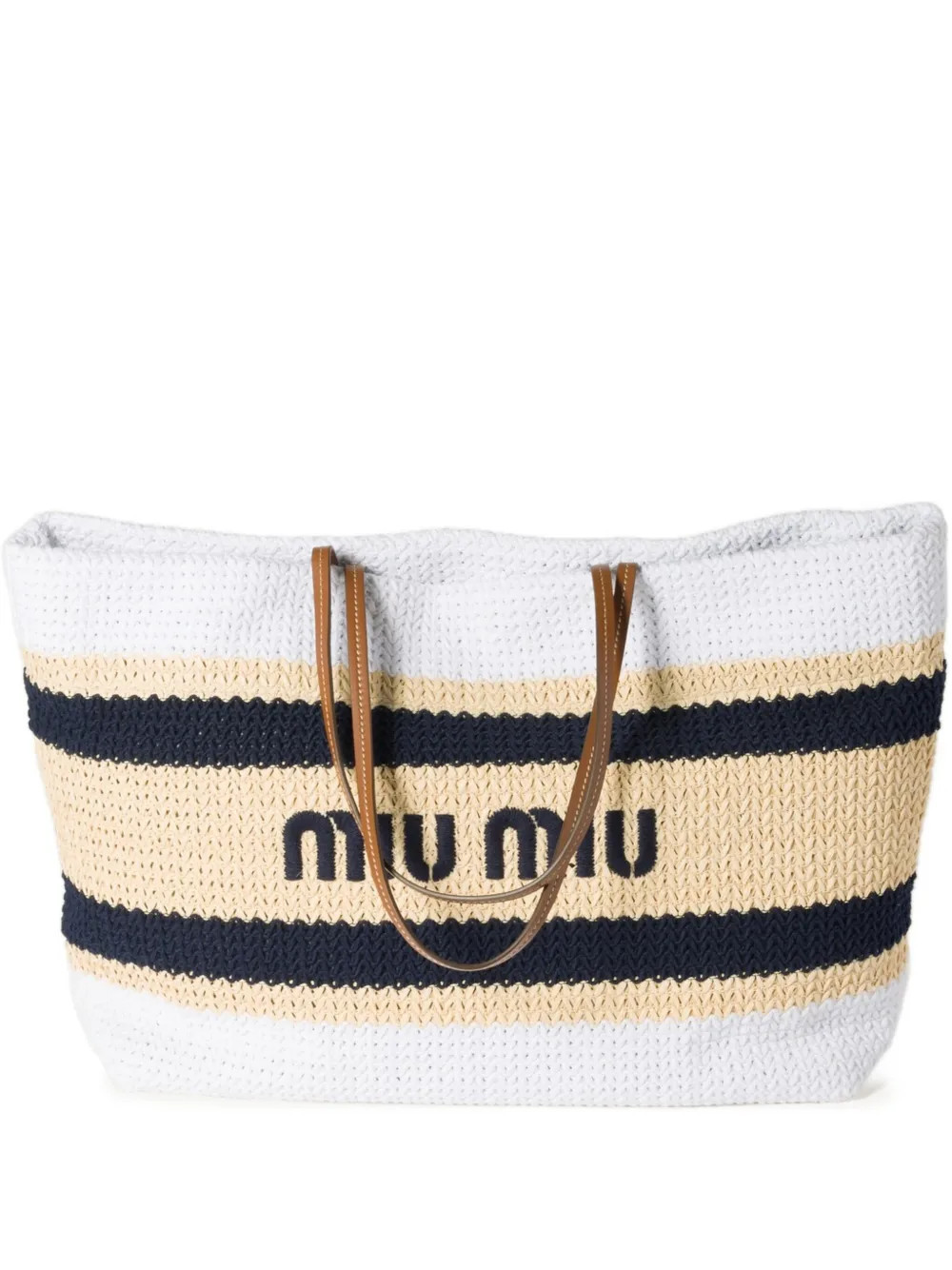 Miu Miu striped crochet tote bag - White | Farfetch Global