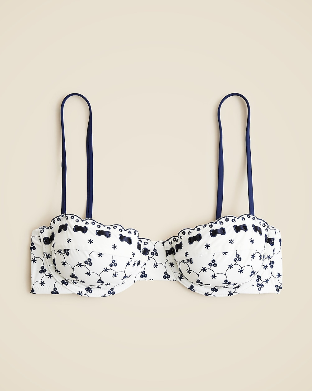 Eyelet balconette underwire bikini top with ribbon trim | J. Crew US