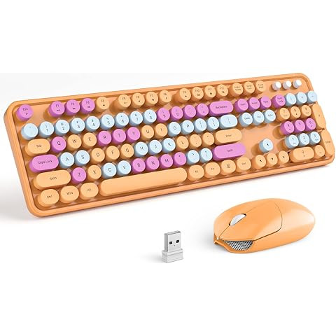 MOFII Wireless Keyboard and Mouse Combo, Retro Keyboard with Round Keycaps, 2.4GHz Dropout-Free C... | Amazon (US)