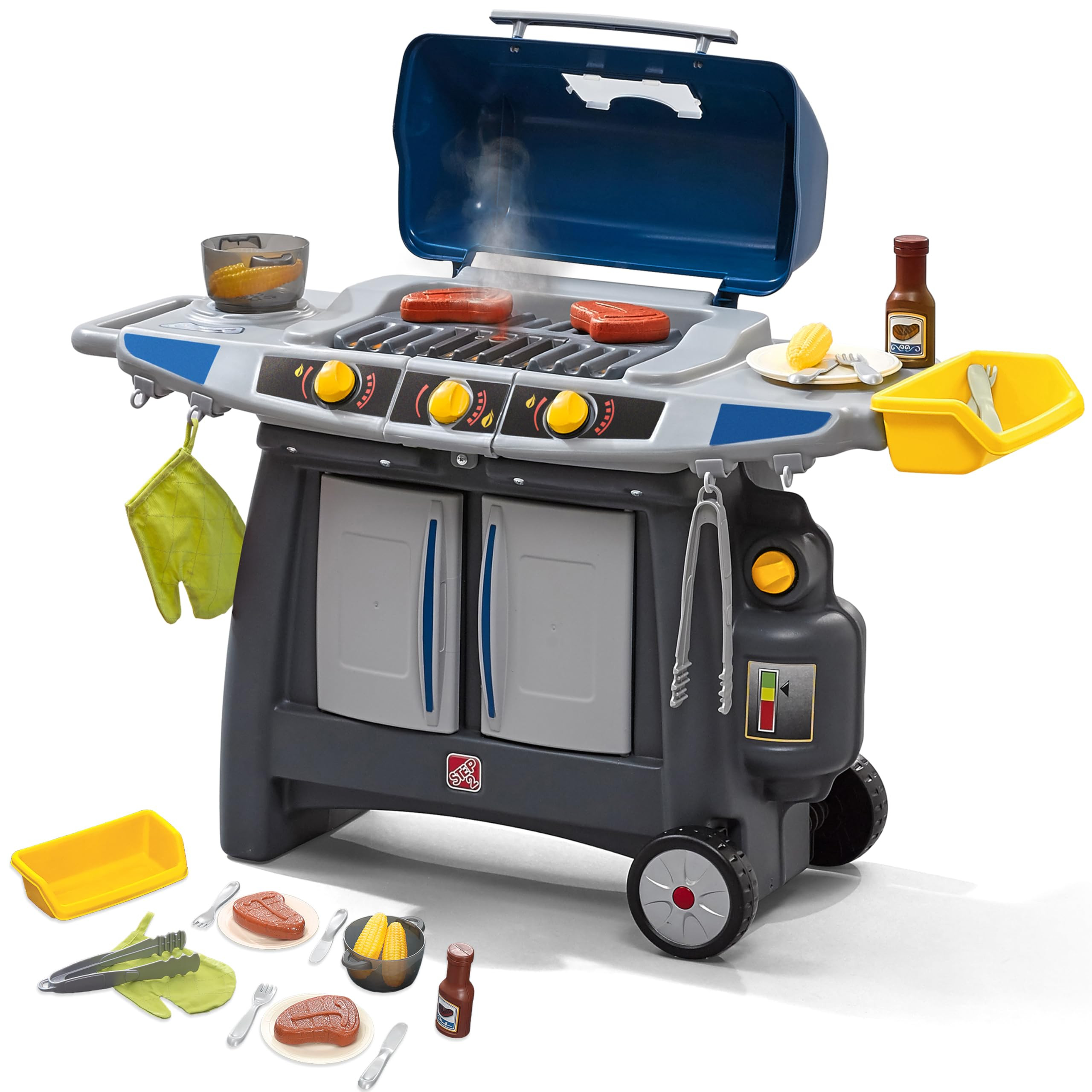 Step2 Sizzle & Smoke BBQ Grill Kids Playset, Indoor/Outdoor Kitchenette, Interactive Play with So... | Amazon (US)