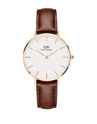 Classic Petite Bristol Rose Gold and Leather Strap Watch, 32mm | Lord & Taylor