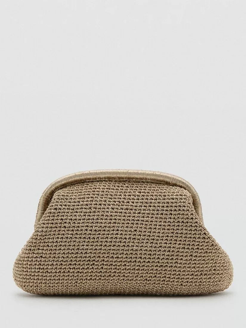 Mango Chain Strap Glitter Clutch Bag, Gold | John Lewis (UK)