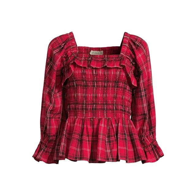 Romantic Gypsy Junior' Smocked Plaid Shirt with Balloon Sleeves | Walmart (US)