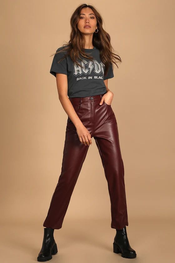 Hit Your Mark Burgundy Vegan Leather Straight Leg Pants | Lulus (US)