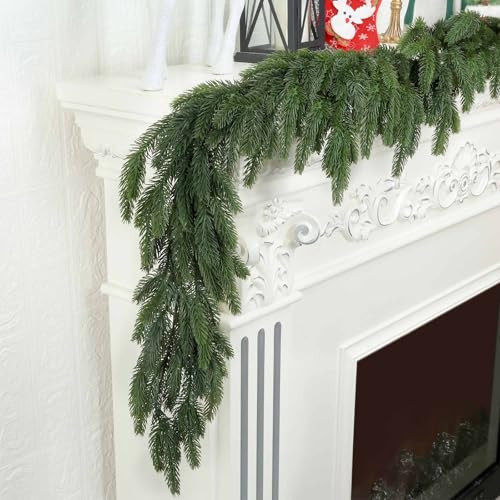 6 Ft Realistic Christmas Garland,Natural Droopy,Soft Bendable Cedar Garland, Lifelike Garland Christmas Decorations,Christmas Garland for Mantle Table Fireplace Stairs Christmas Decorations Outdoor | Amazon (US)