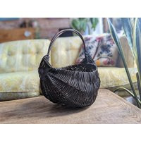 Dark Brown Woven Wicker Basket With Handle | Bohemian Eclectic Farmhouse Flower Rustic Countryside Picnic Wedding | Etsy (US)