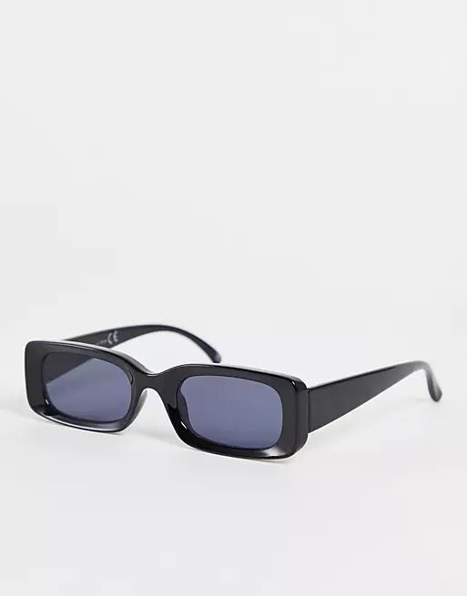 Topshop slim rectangle sunglasses in black | ASOS (Global)