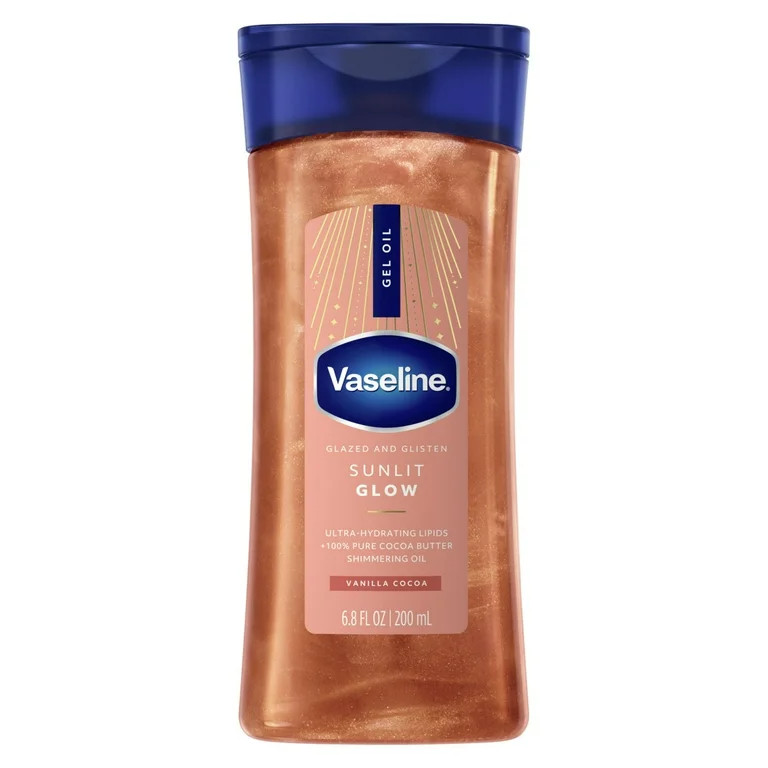 Vaseline Glazed & Glisten Shimmering Body Gel Oil Sunlit Glow, with Vanilla & Cocoa Butter, 6.8 o... | Walmart (US)