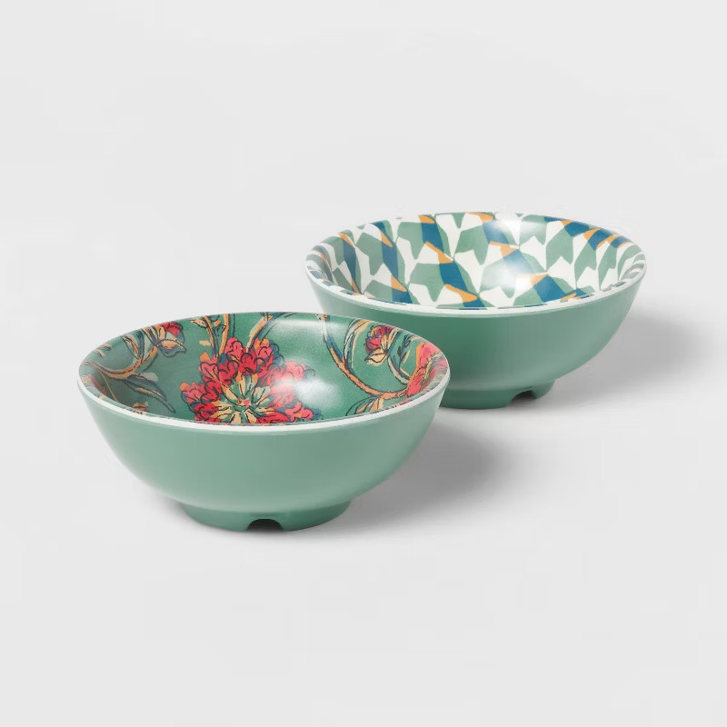 4.5oz 2pk Bamboo and Melamine Mixed Pattern Mini Bowls - Threshold™ | Target