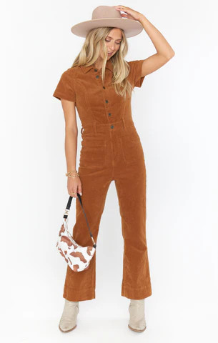 Cropped Everhart Jumpsuit ~ Camel Corduroy | Show Me Your Mumu
