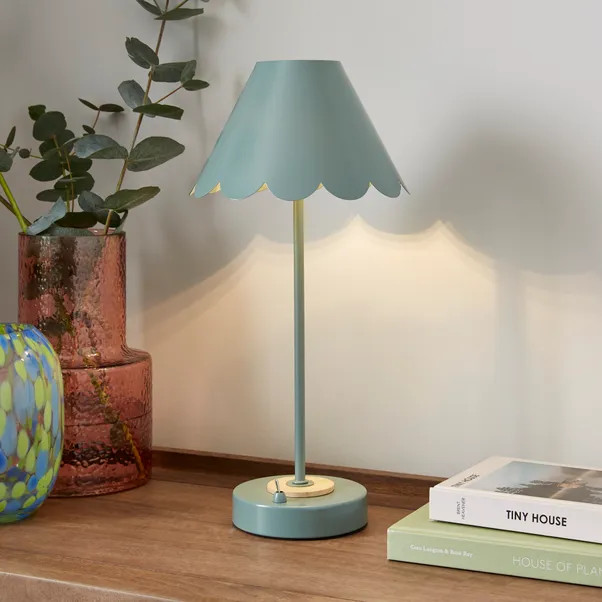 Remi Scalloped Rechargeable Metal Table Lamp | Dunelm (migrated)